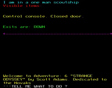 Adventure 06 - Strange Odyssey - BBC v1.0 (1979)(Adams)[6BBC] screen shot game playing